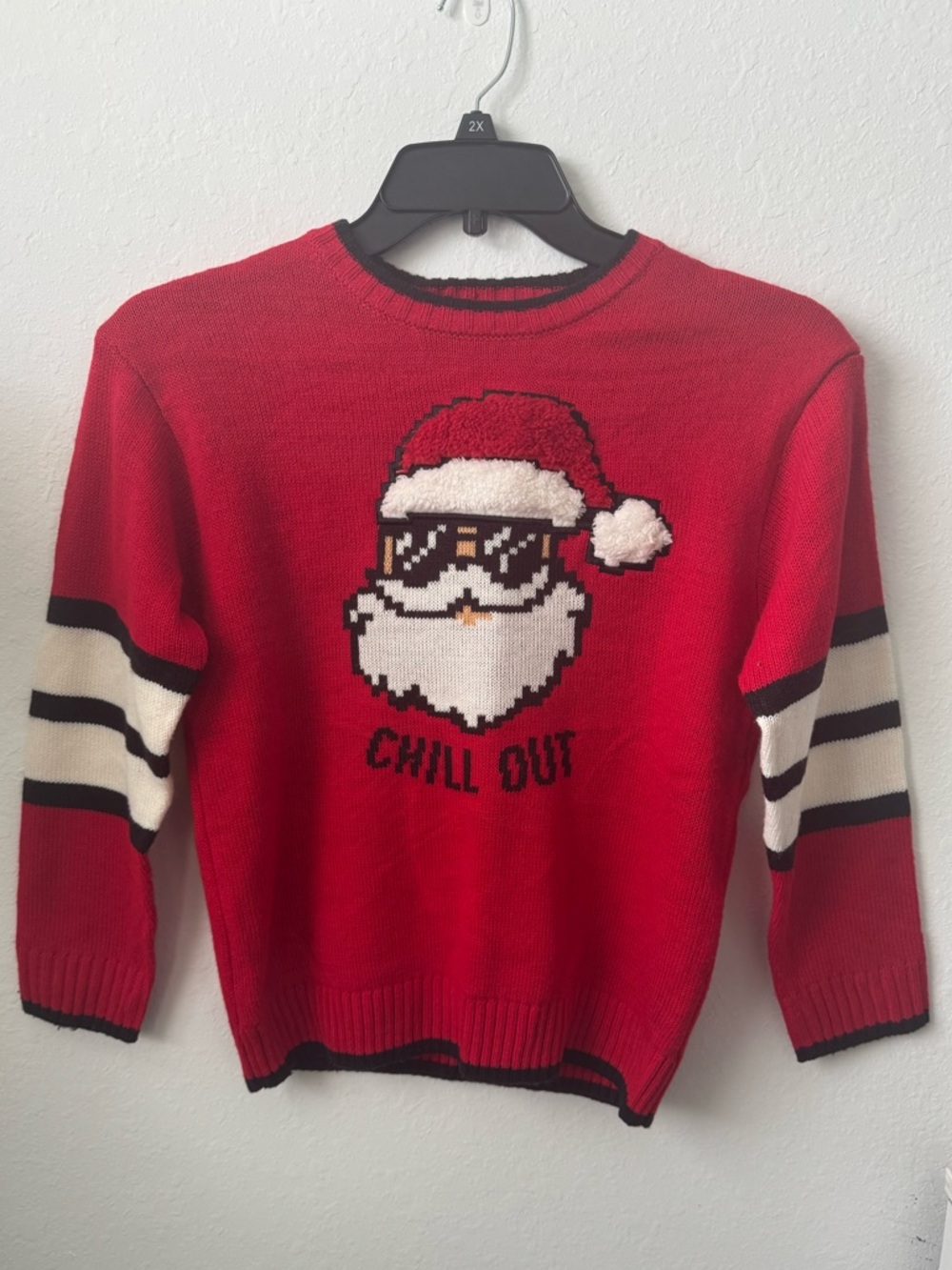 Holiday Time Crewneck Sweater w/ Santa 'Chill Out' Graphic Girls Size L 10/12